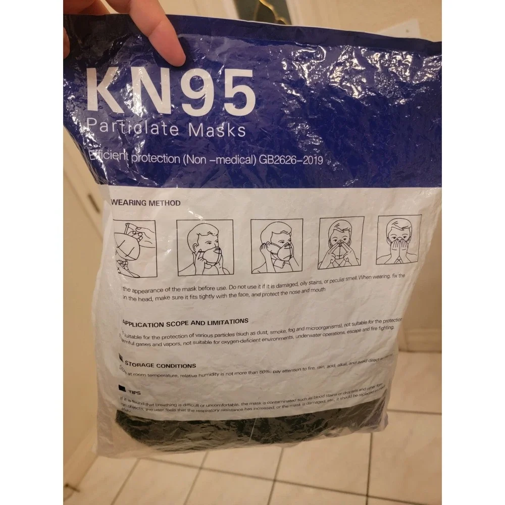 60PCS KN95 Adult Face Mask 5 Layer Cup Dust Particular Safety Respirator Black